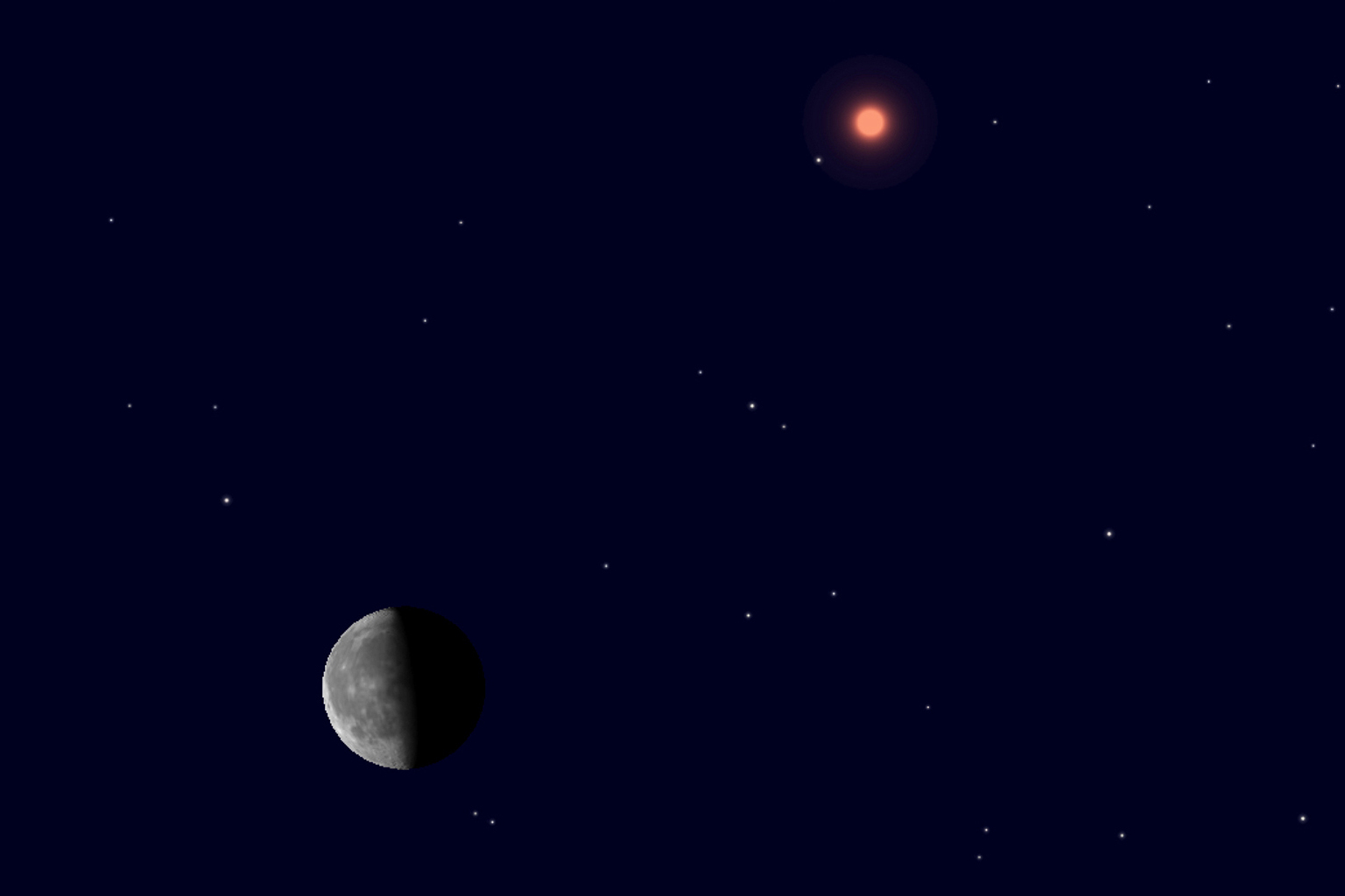 9月6日，月球靠近火星