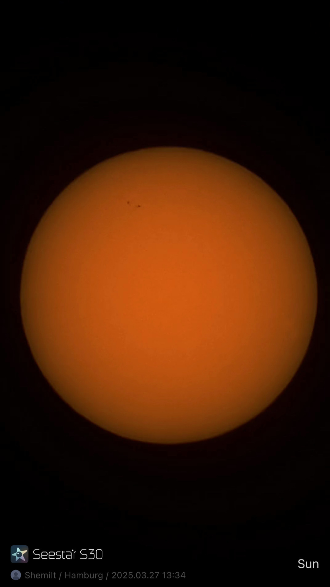 Image of the sun at noon. Just two days before the partial eclipse.